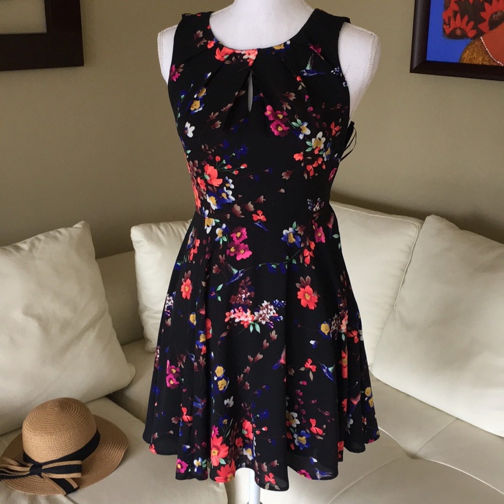 Express black floral dress, size 0